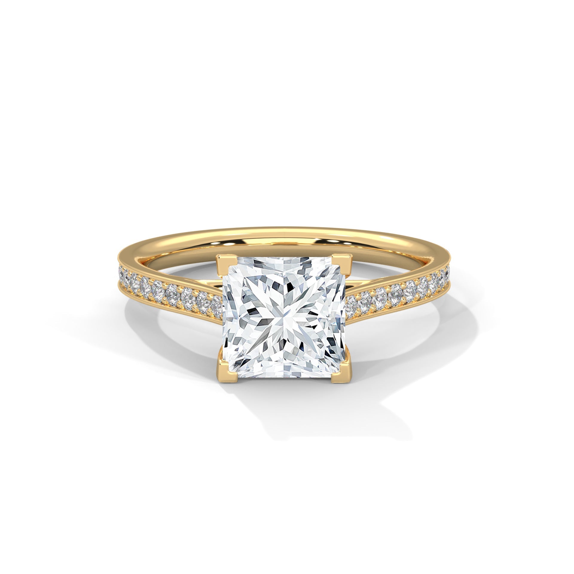 Pave 1 CT Lab Grown Diamond Princess-Cut Engagement Ring | 1.24 CTW