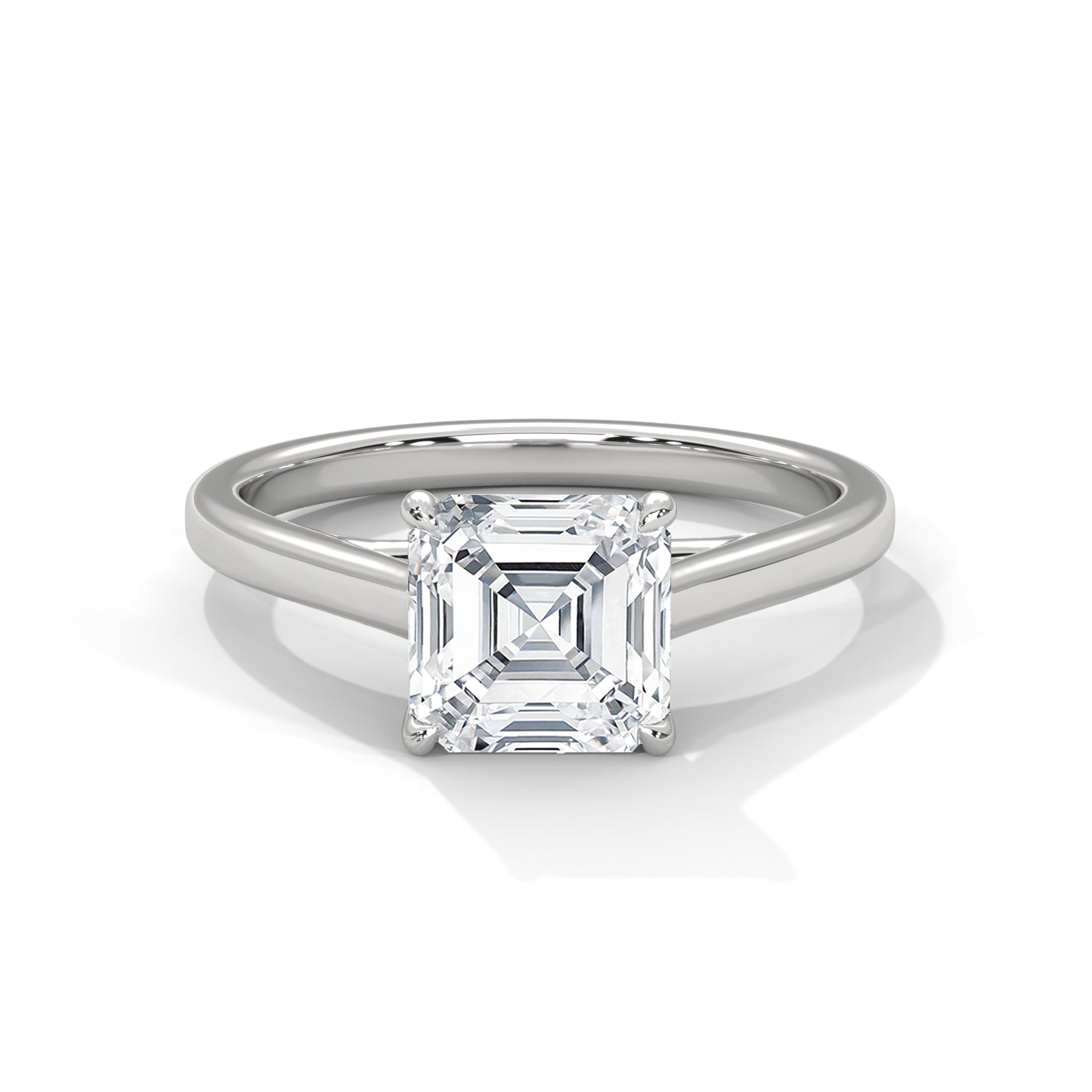 Classic Solitaire Asscher-Cut Engagement Ring with 2ct Diamond (F VS)