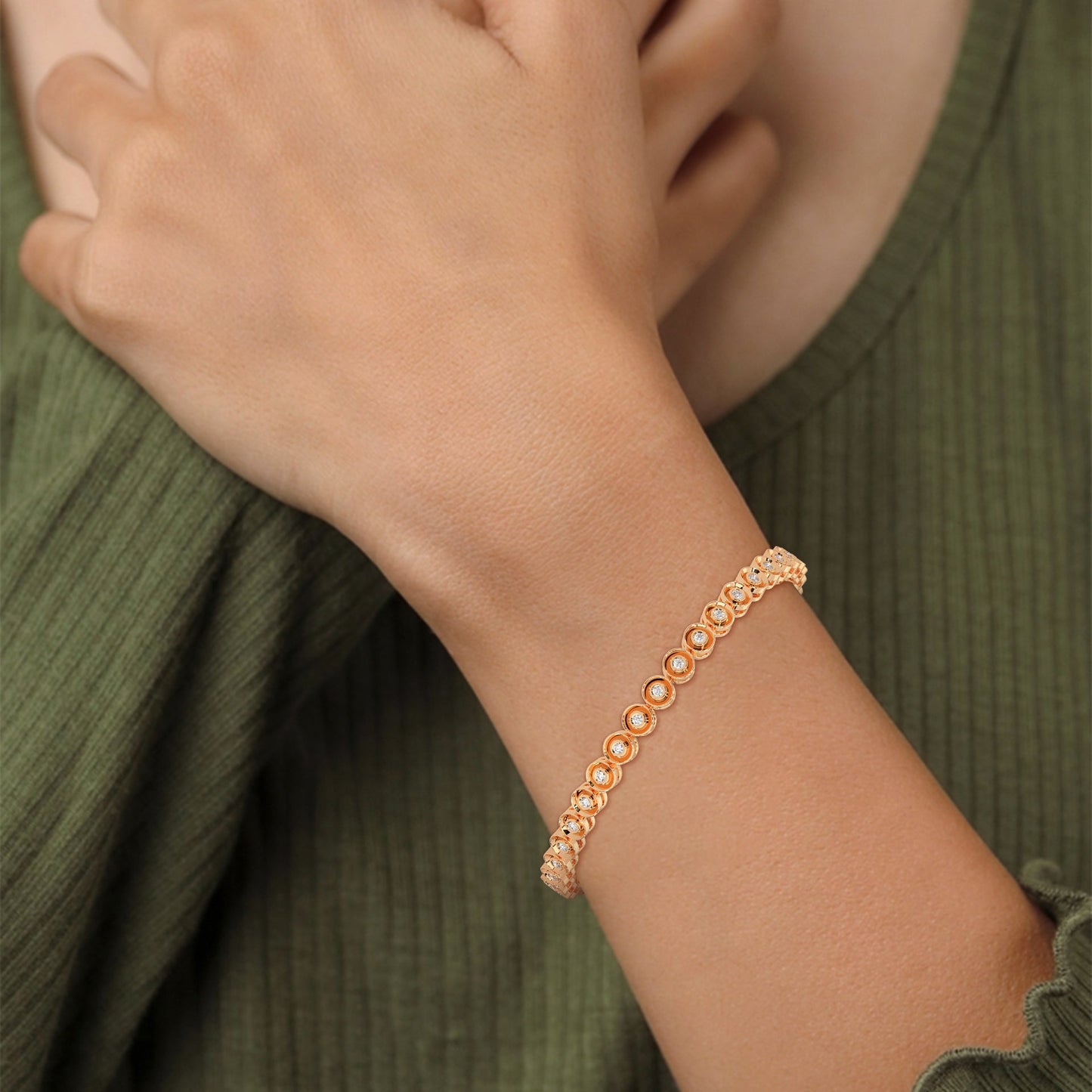 Bezel-Set Lab-Grown Diamond Gold Tennis Bracelet | 0.68 CTW