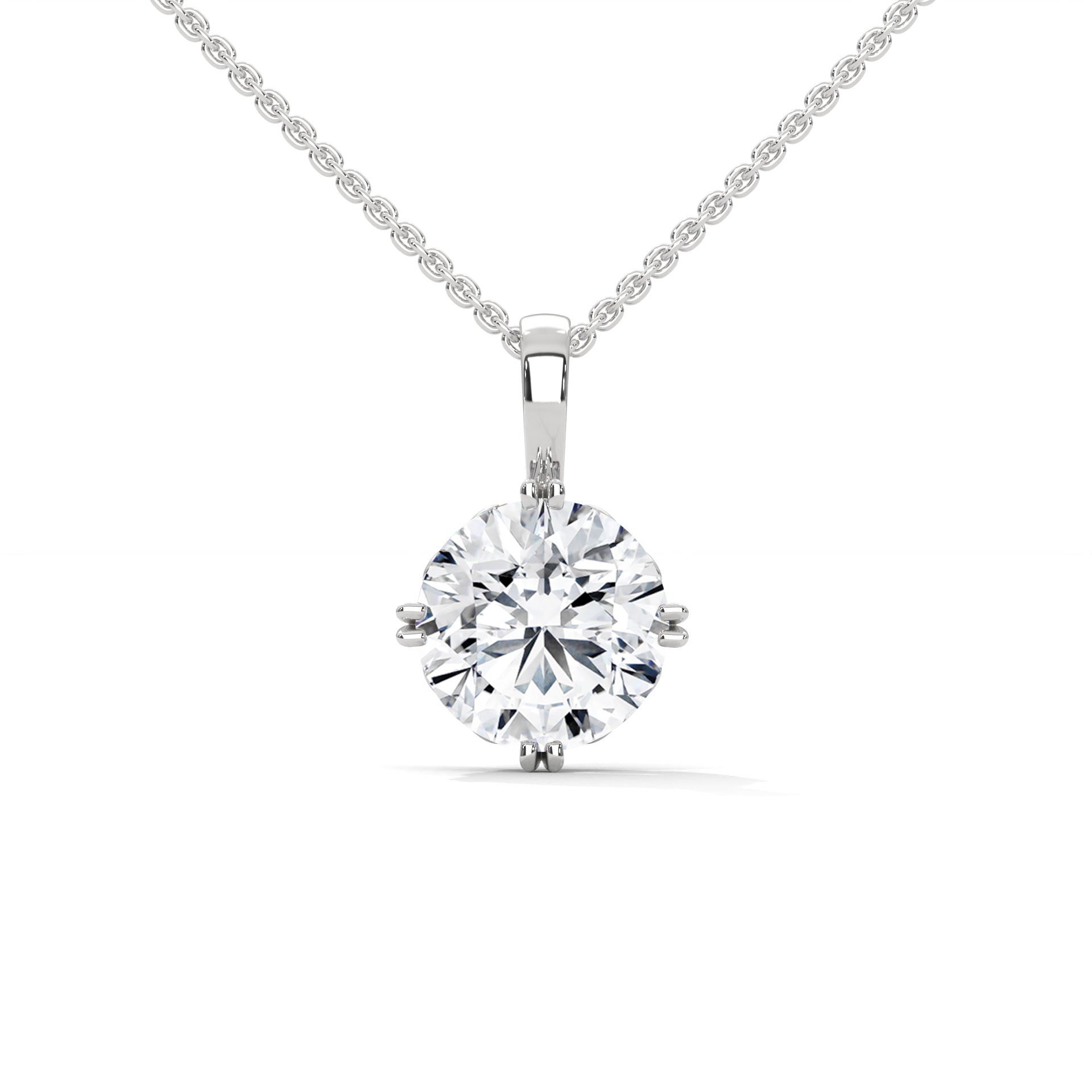 Round-Cut Diamond Pendant Necklace 2.75ct E-VS1 | 14K Gold | 16” & 18” Chain