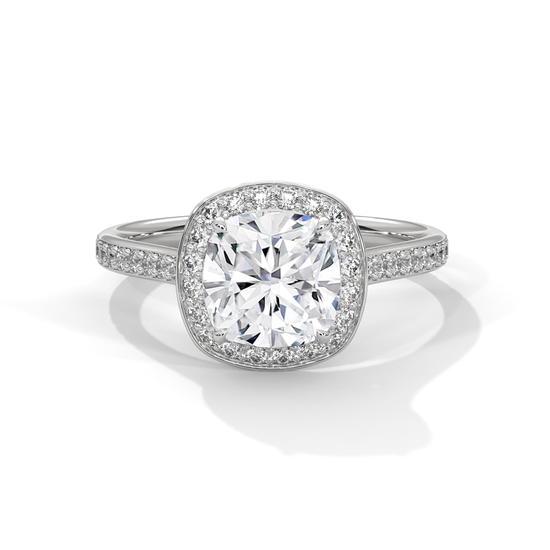 Radiance 2.42 CTW Cushion Diamond Halo Engagement Ring | E VS1