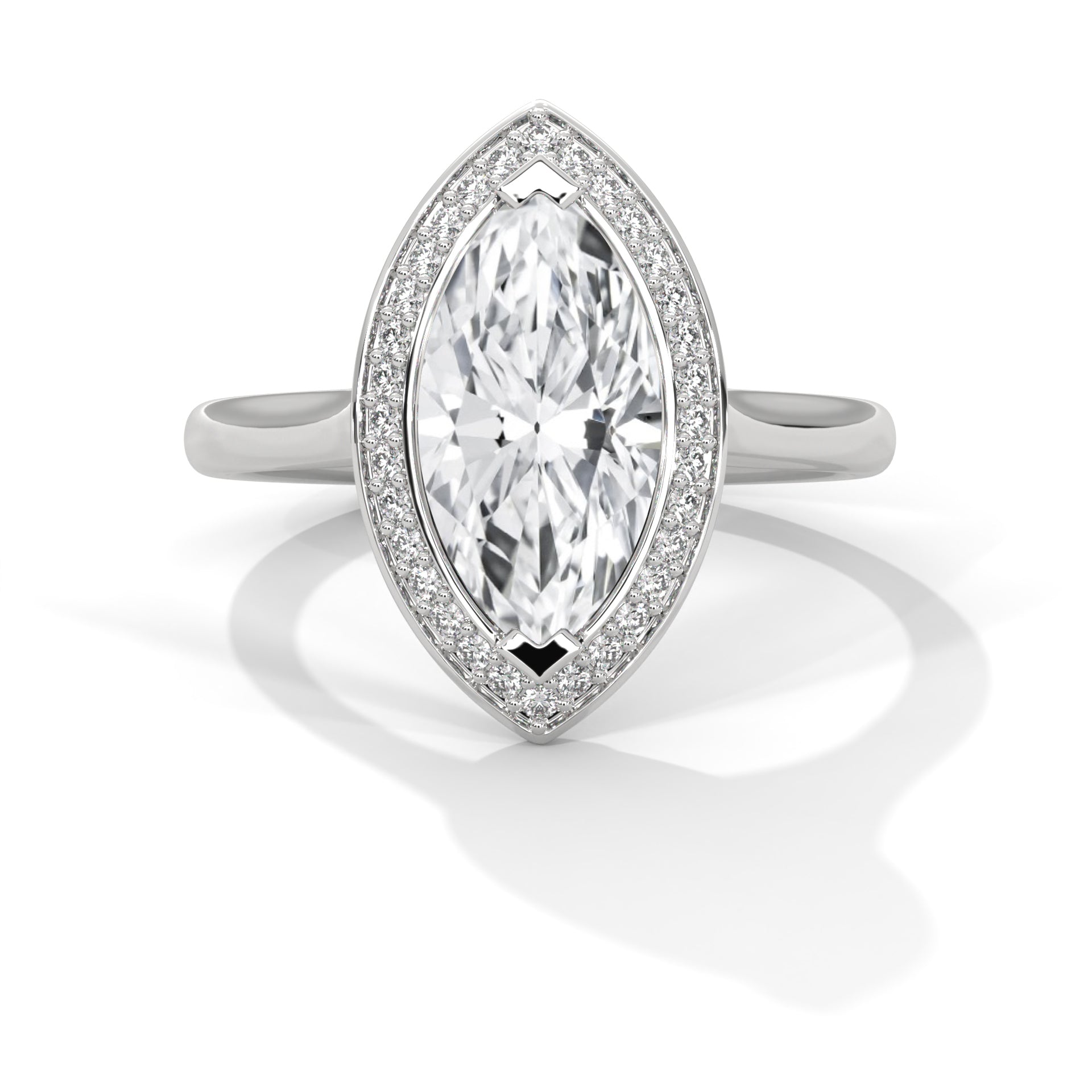 Marquise Halo Diamond Engagement Ring 2ct Lab-Grown Diamond (F VS1)