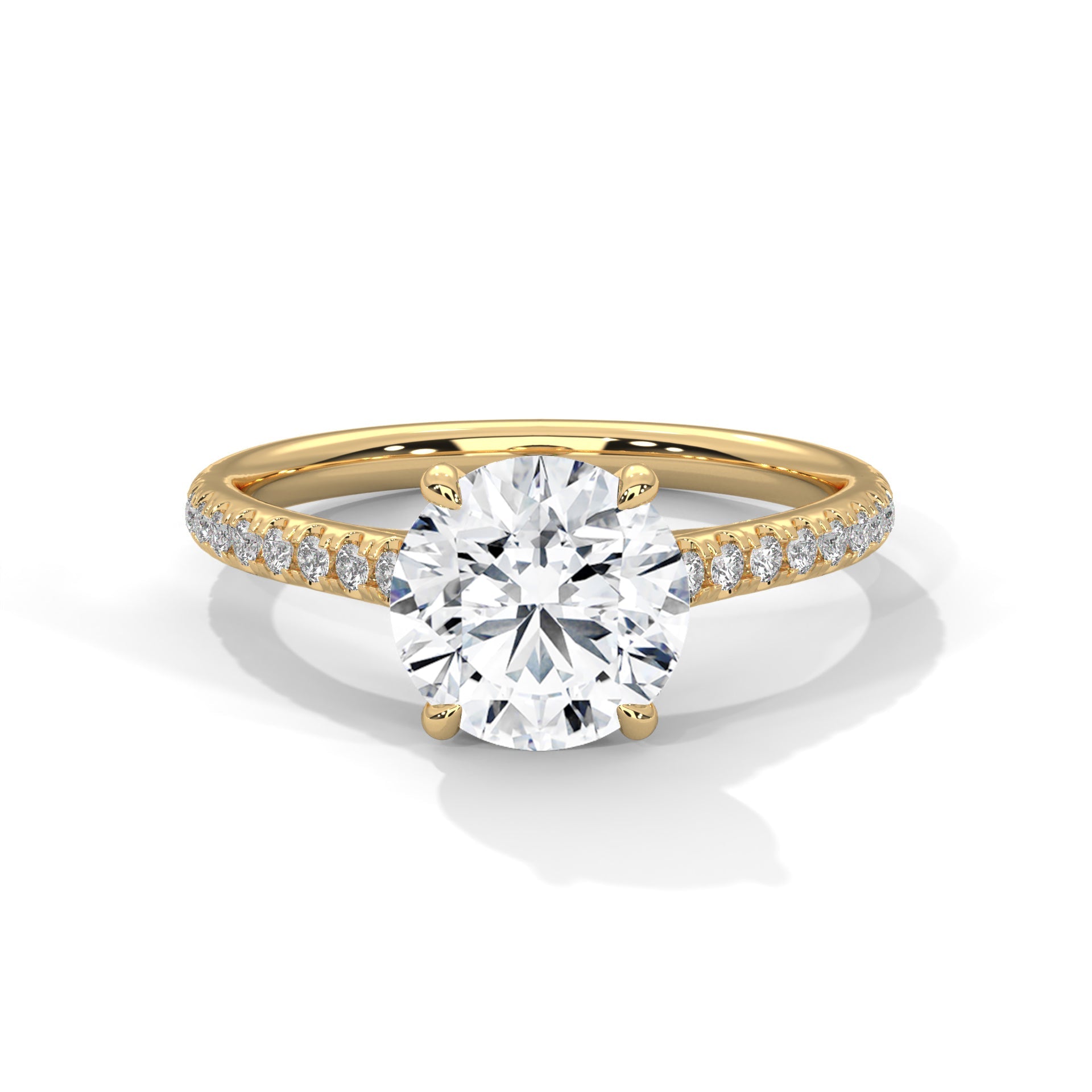Graceful 4-Prong Pave Round-Cut Lab Grown Diamond Ring | 1.2 CTW