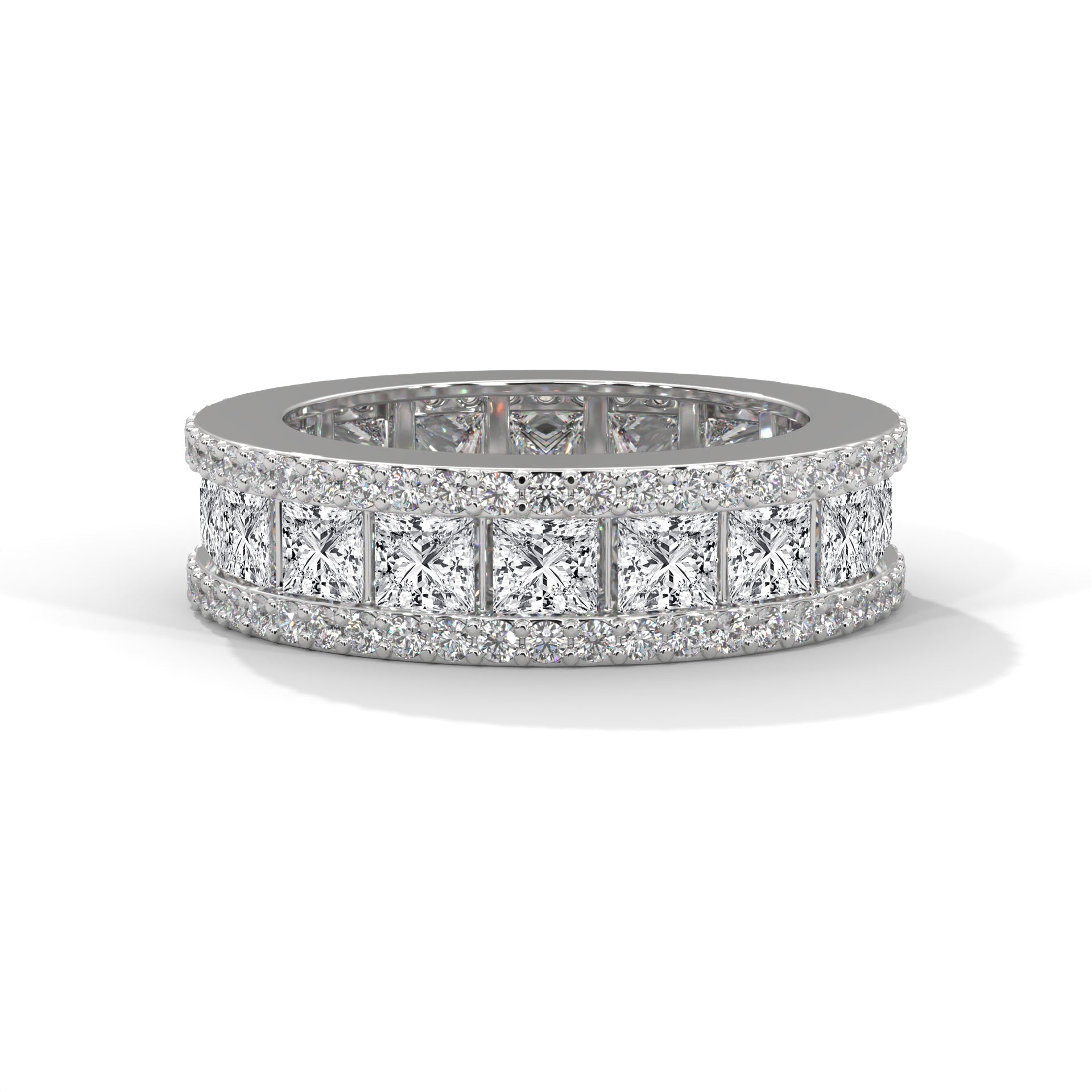 Regal Radiance: Gold Princess and Round Diamond Band Ring | 4.04 CTW