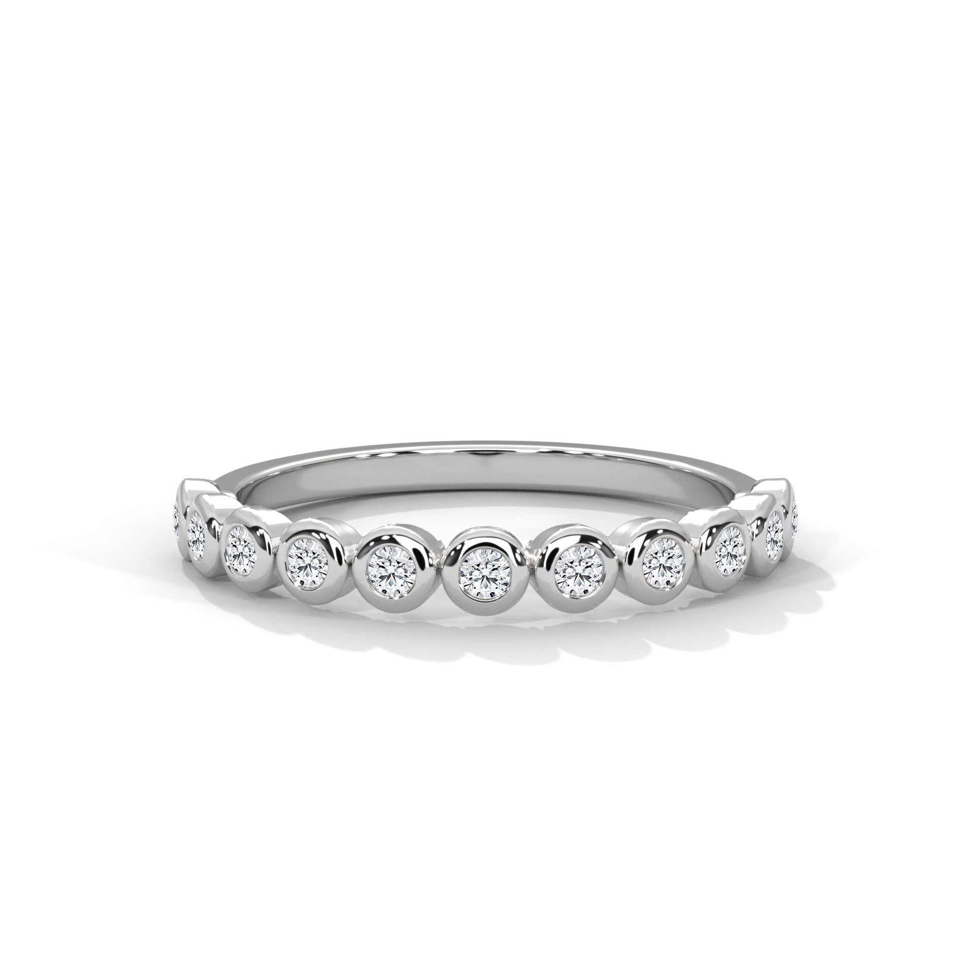 Circular Elegance: Round Diamond Bezel Set Gold Band | 0.23 CTW