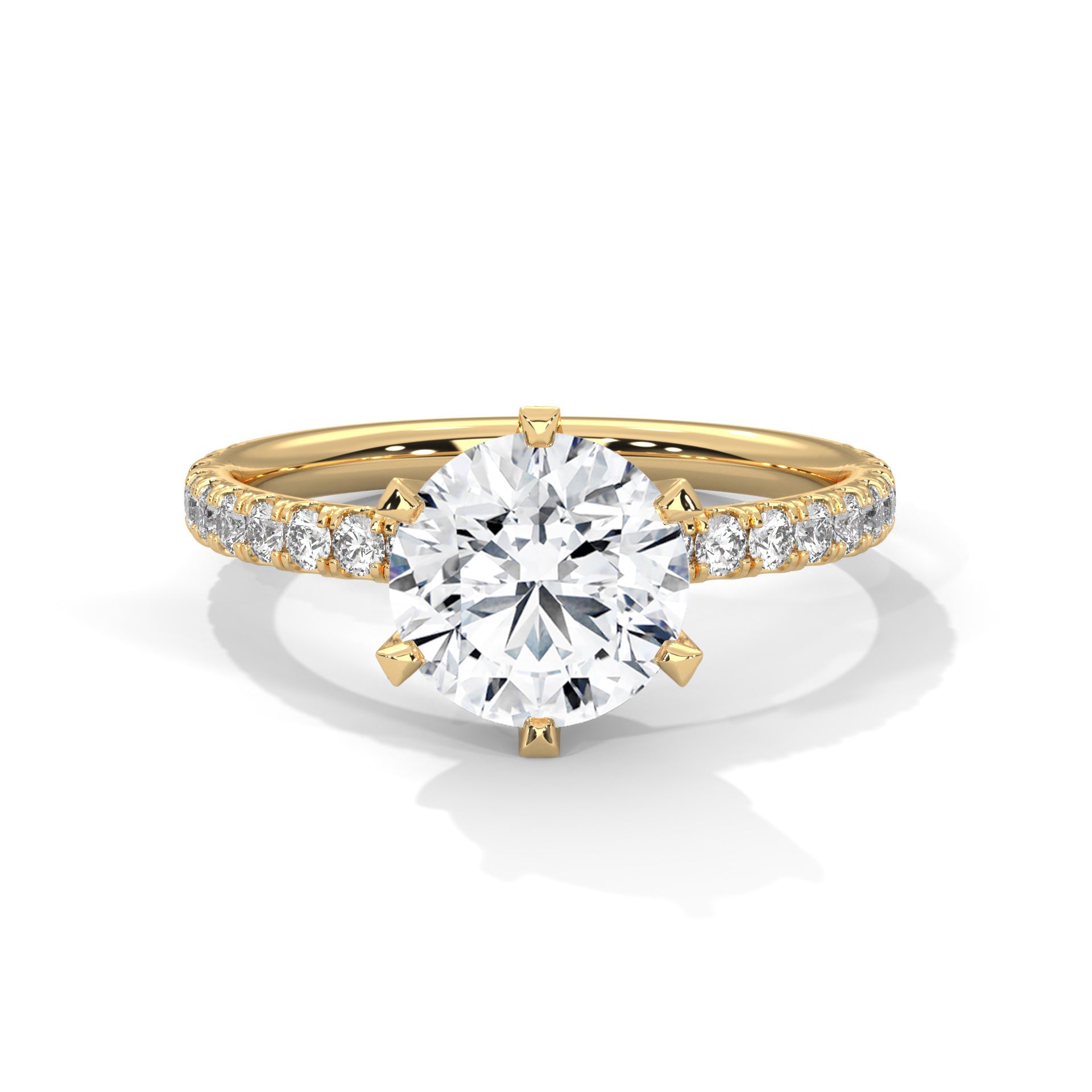 3 CT Round-Cut Lab Grown Diamond 6-Prong Pave Ring | 3.24 CTW