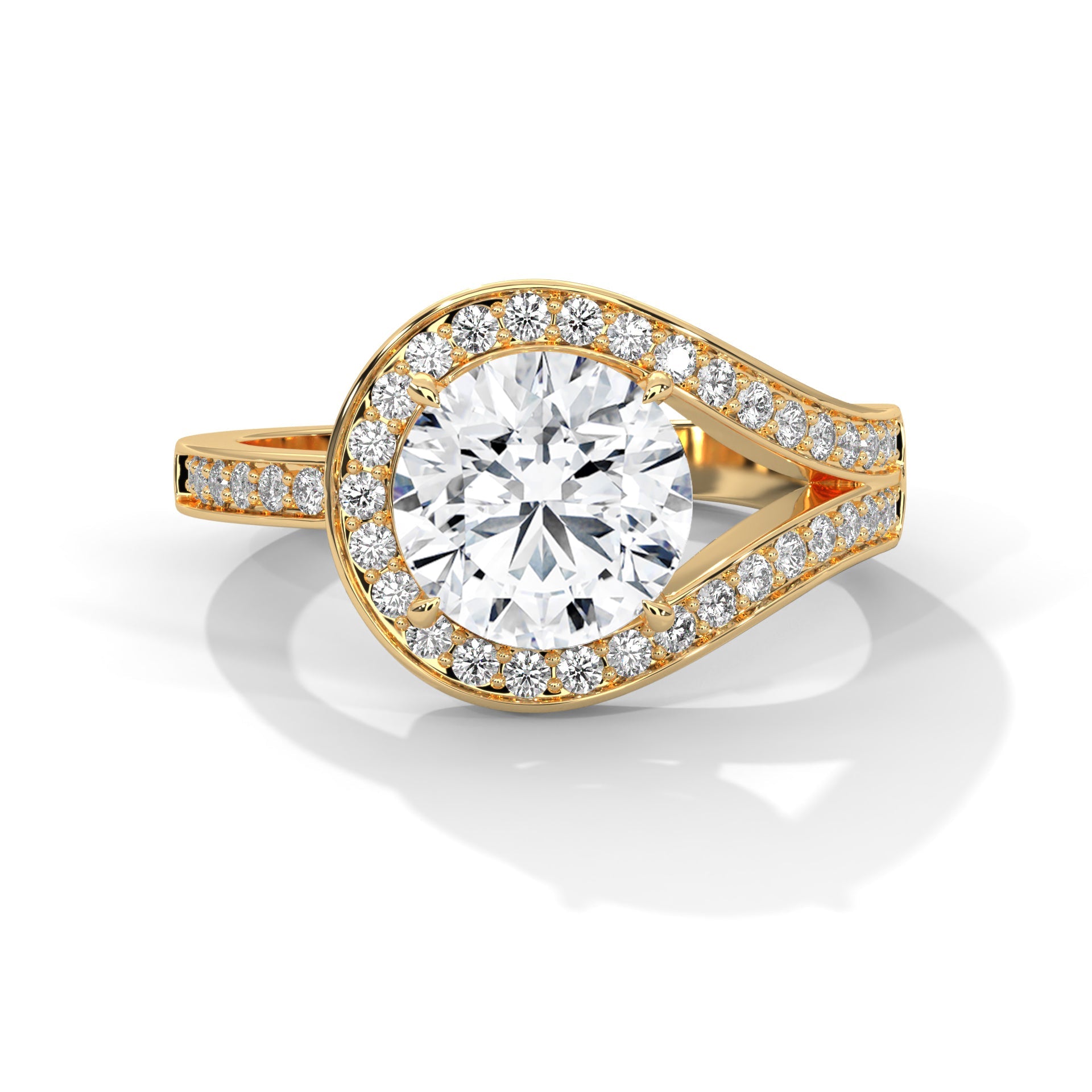 Elegant Swirl 1ct Round Lab-Grown Diamond Engagement Ring | 1.72 CTW