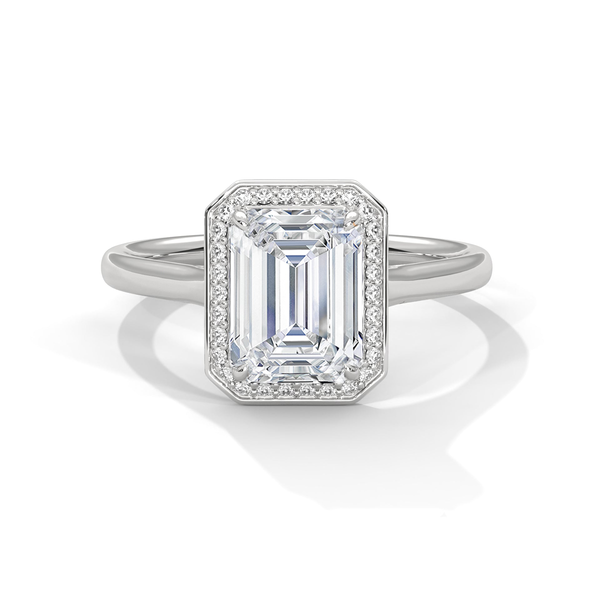 Ethereal 2.15 CTW Emerald-Cut Lab-Grown Diamond Halo Ring | E-VS1