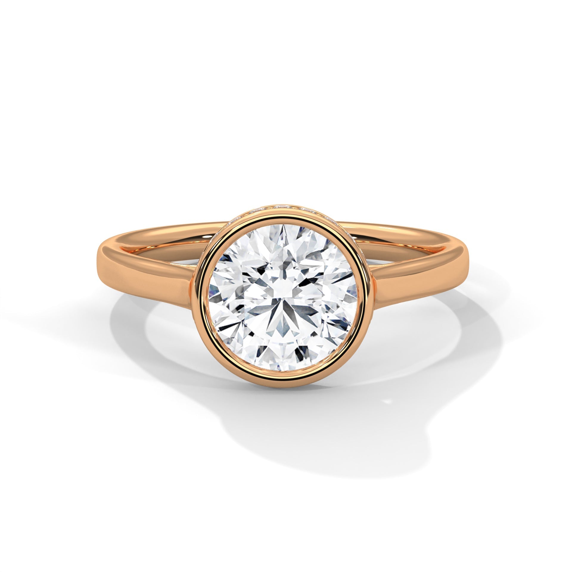 Modern Halo 1.5 CT Round-Cut Lab Grown Diamond Bezel Ring | 1.64 CTW