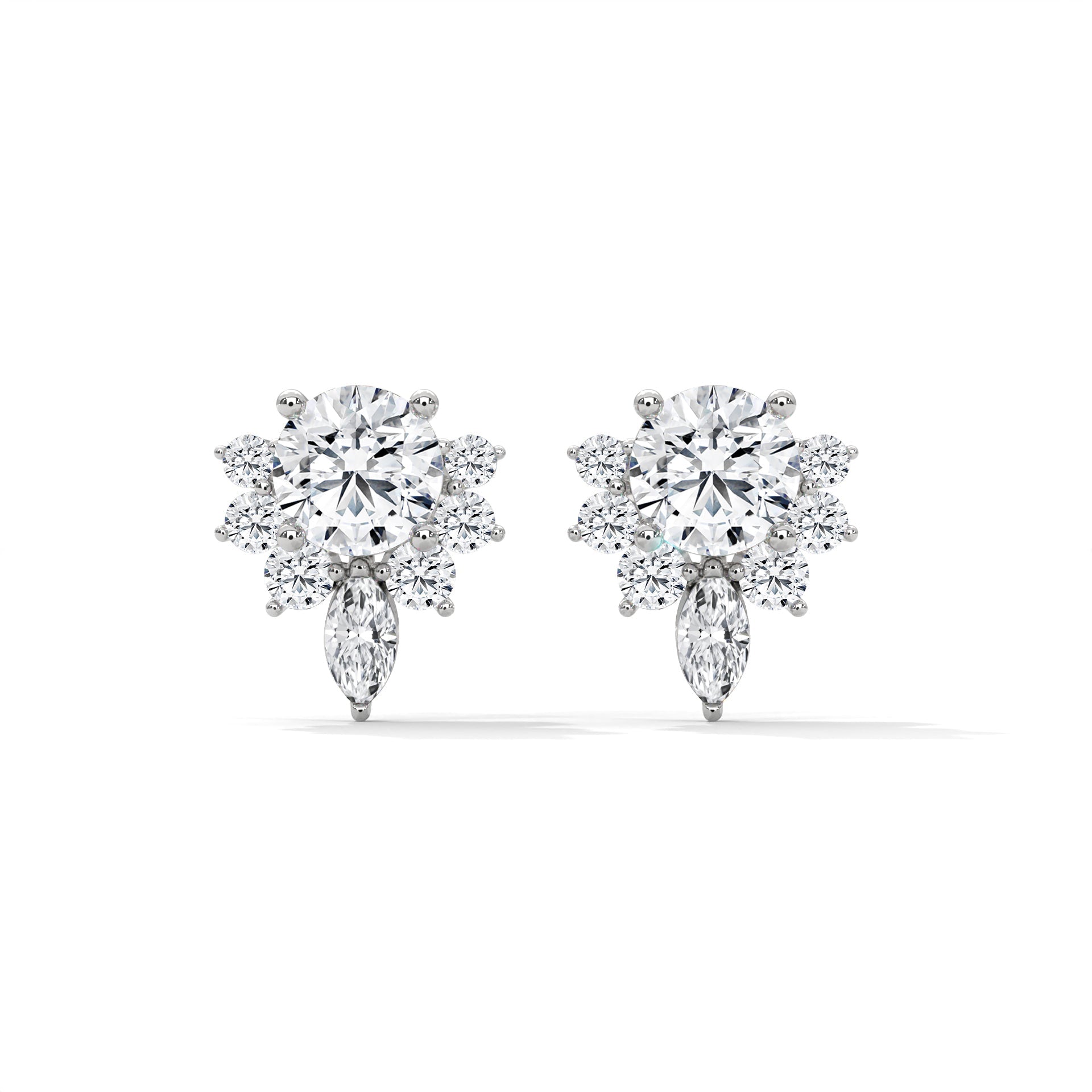 Floral Cluster Lab-Grown Diamond Stud Earrings in 14K & 18K Gold| 0.64 CTW| E VS1