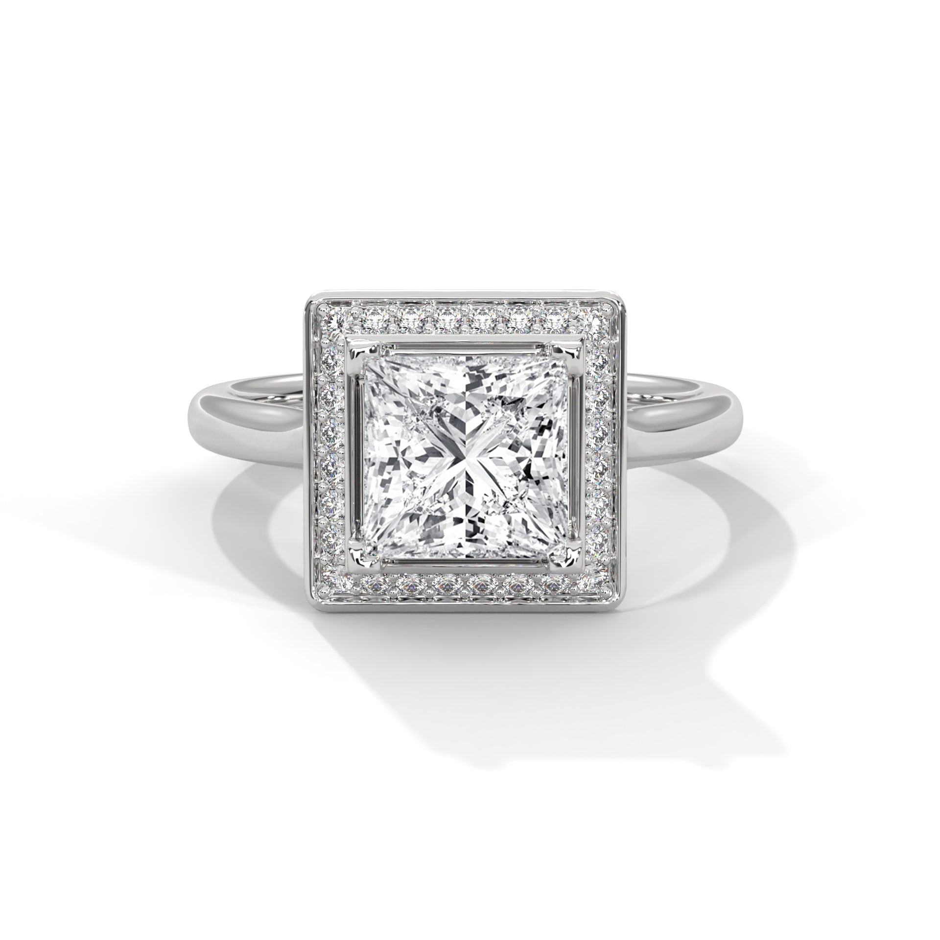Majestic 2.18 CTW Princess Cut Diamond Halo Ring | E VS1