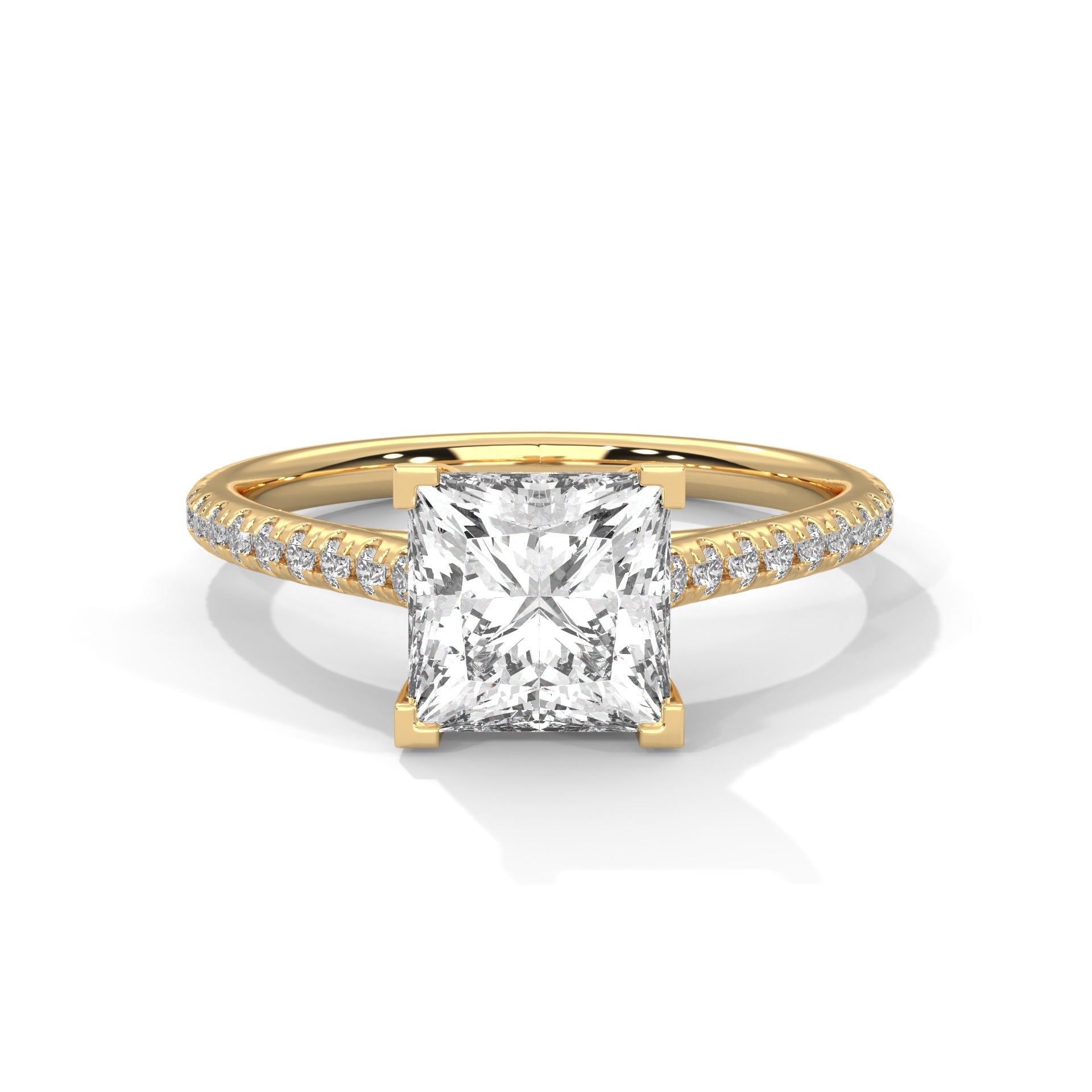 Sivella Charm 1 CT Princess-Cut Lab Grown Diamond Pave Ring | 1.22 CTW