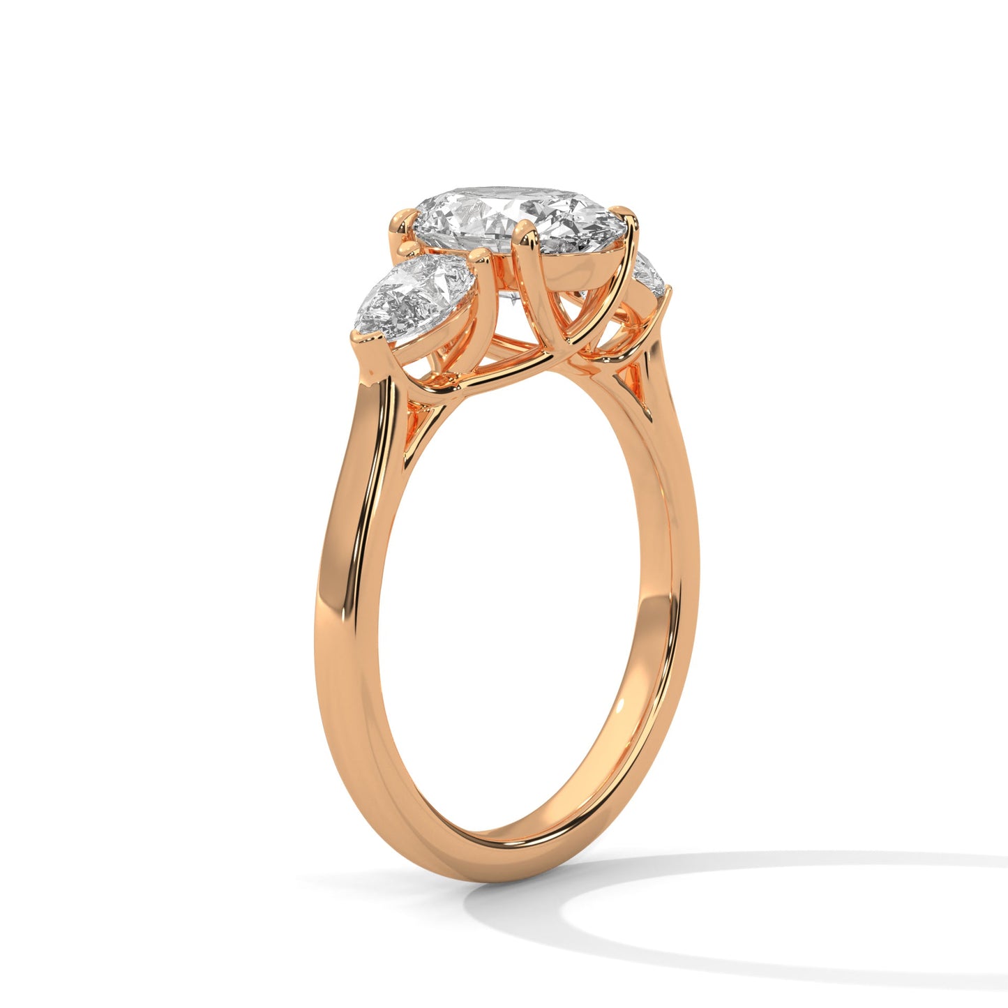 Classic 3-Stone 3CT Oval-Cut Lab Grown Diamond Ring with 1ct Pear Side Stones (5 CTW)