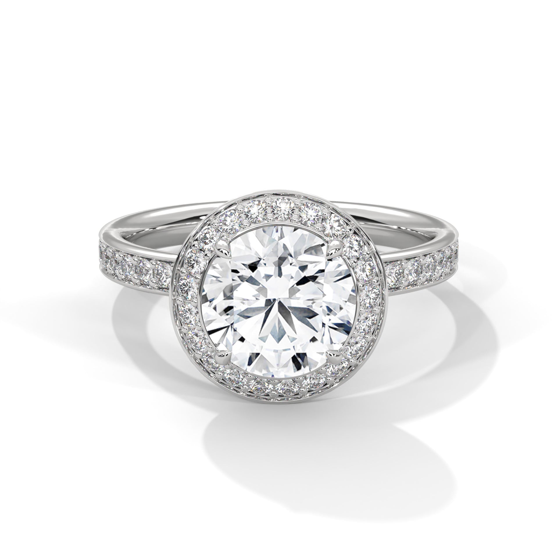 Halo-Pave Engagement Ring with 2ct Lab-Grown Round Diamond (F VS)