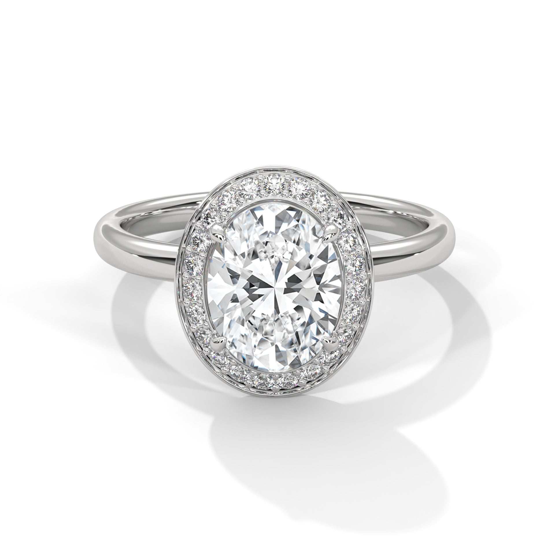 Halo Oval-Cut Engagement Ring with 2ct Lab-Grown Diamond (F VS1)
