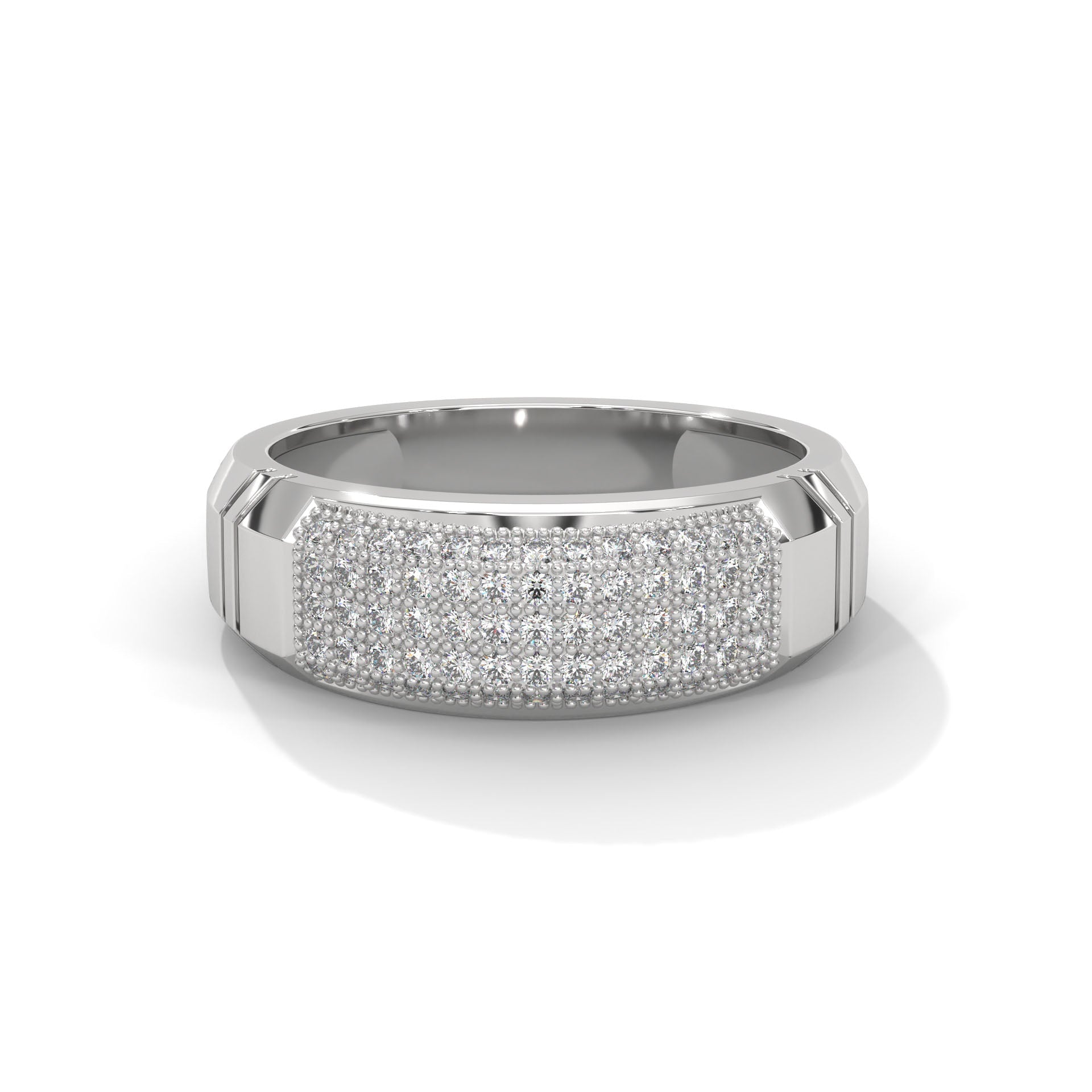 Titanium 0.66 CTW Round Lab-Grown Diamond Curved Men's Ring