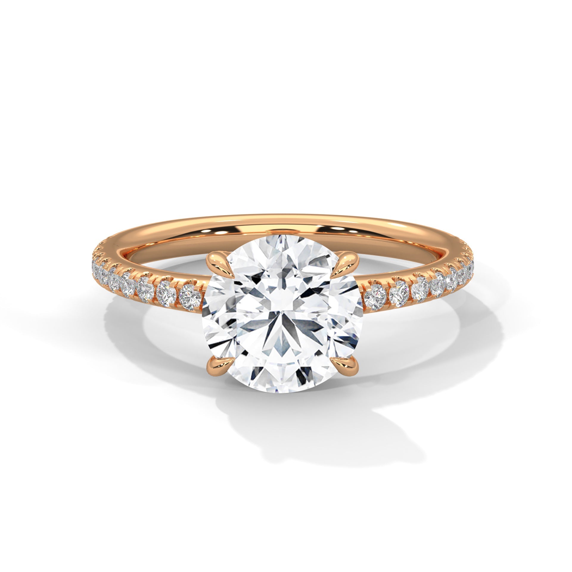 Lustrous Bloom 1.5 CT Round-Cut Lab Grown Diamond Pave Ring | 1.76 CTW