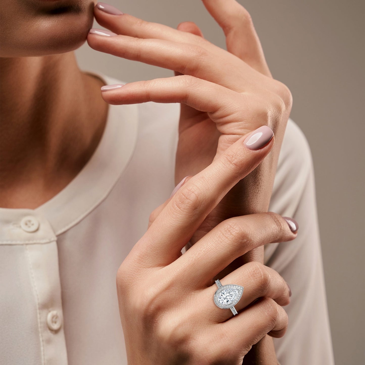 Majestic Dewdrop 3CT Pear Lab-Grown Diamond Engagement Ring | 3.34 CTW