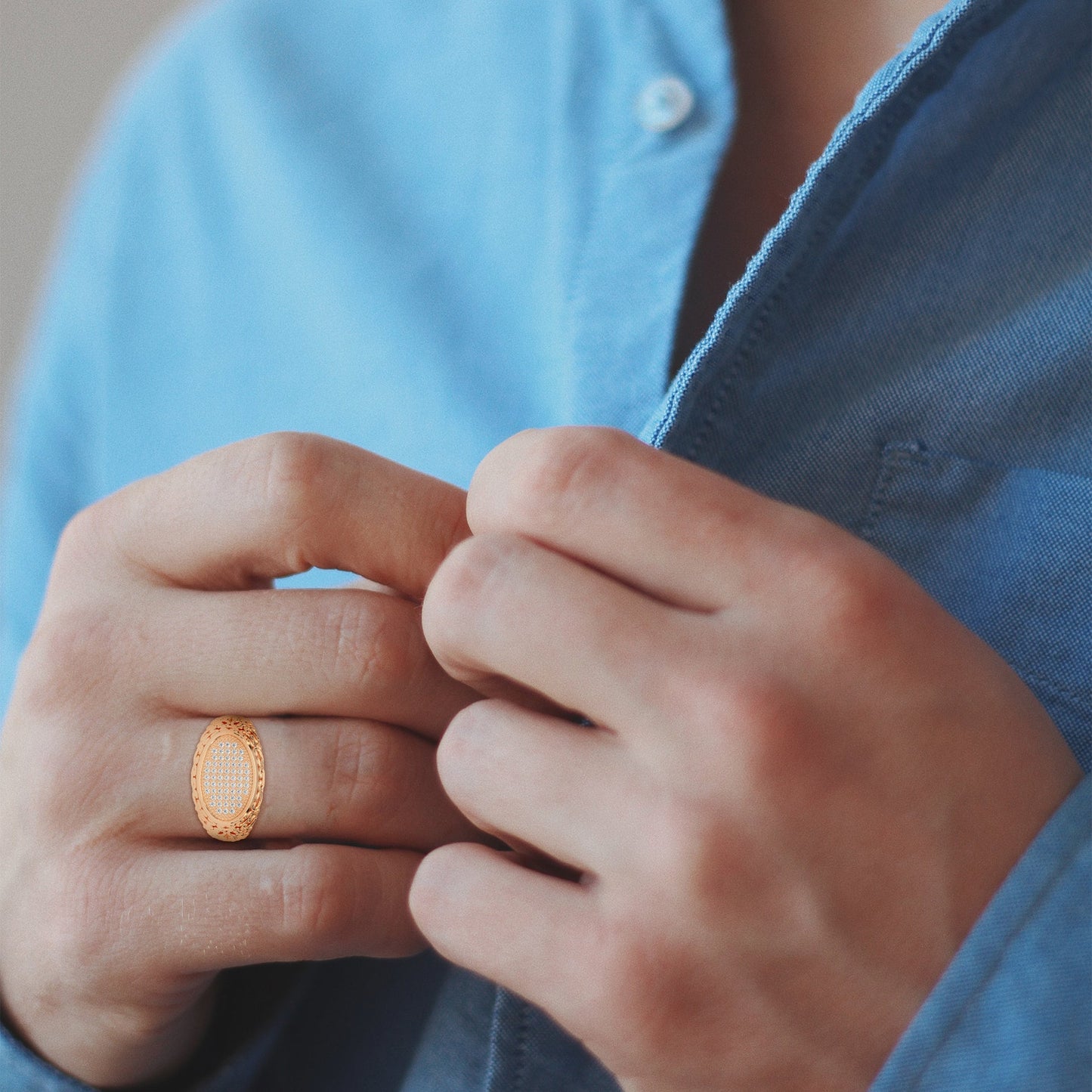 Elysian 0.31 CTW Round Lab-Grown Diamond Filigree Men's Ring