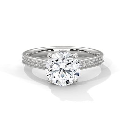 Pave 3 CT Round-Cut Lab Grown Diamond Ring | 3.29 CTW