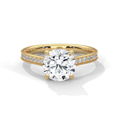 Round-Cut 1.5 CT Lab Grown Diamond 4-Prong Pave Ring | 1.79 CTW