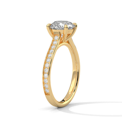 4-Prong Pave Engagement Ring with 2ct Lab-Grown Round Brilliant-Cut Diamond (F VS)