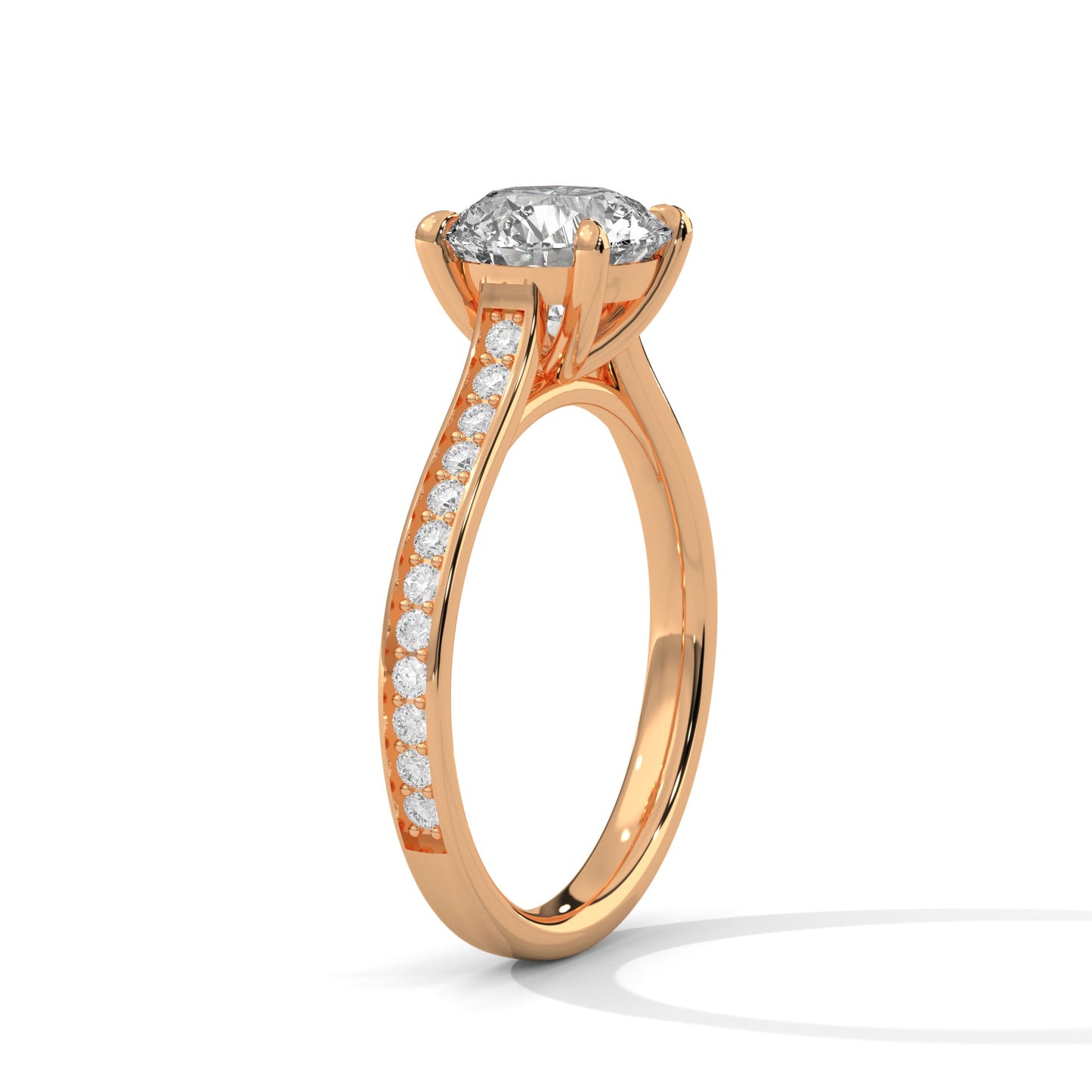 Round-Cut 1.5 CT Lab Grown Diamond 4-Prong Pave Ring | 1.79 CTW