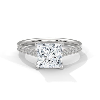 Grace 1 CT Princess-Cut Lab Grown Diamond Pave Ring | 1.24 CTW