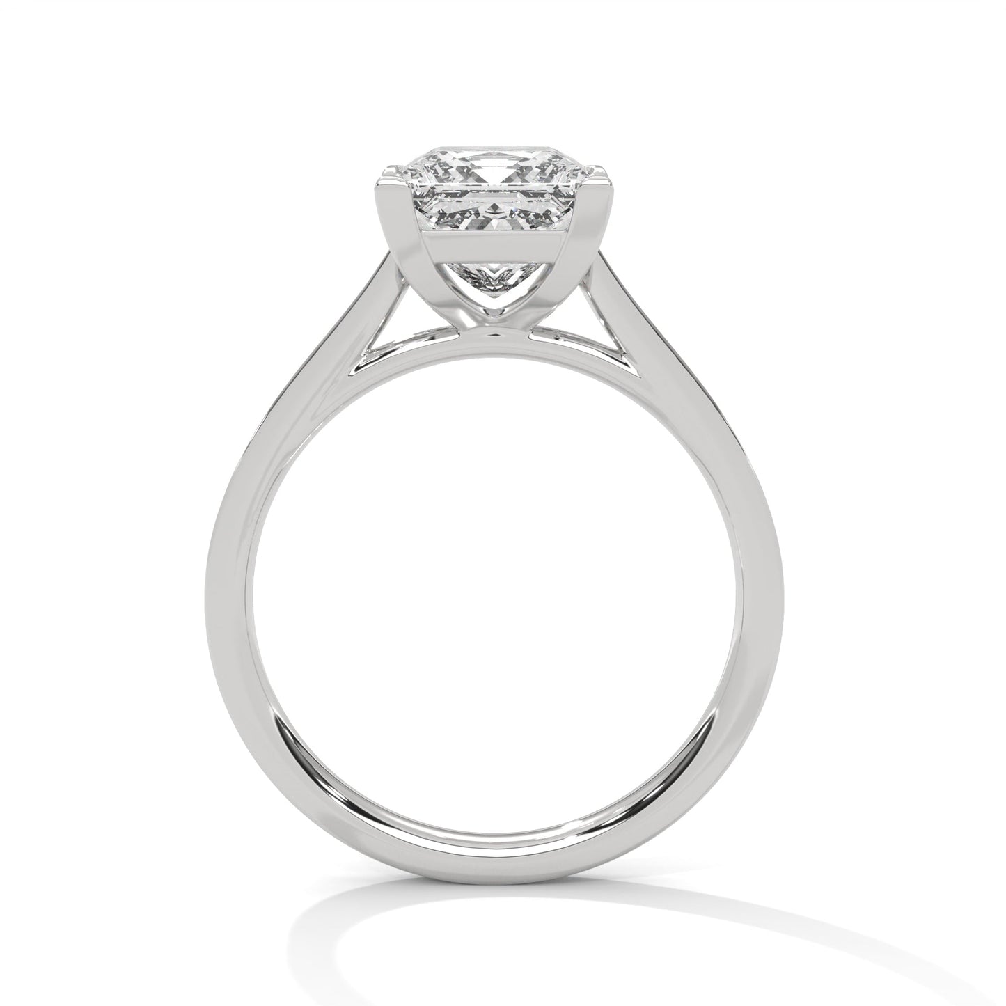 Princess-Cut Diamond Engagement Ring with Pave Band and 4-Prong Setting