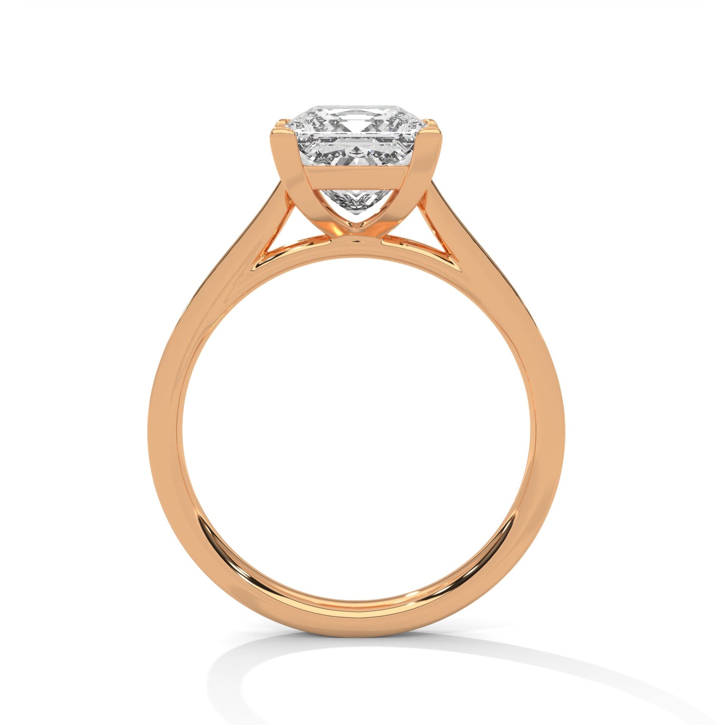 Princess-Cut Diamond Engagement Ring with Pave Band and 4-Prong Setting