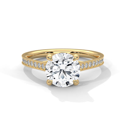 Solitaire Round-Cut Moissanite Engagement Ring with 2ct Center Stone and Pave Accents