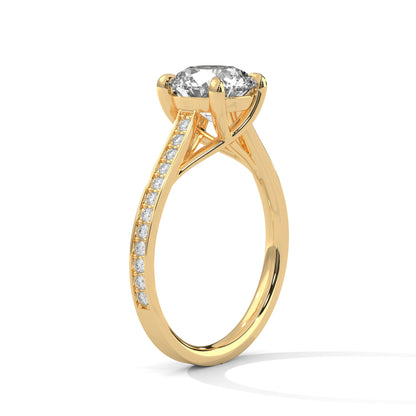 Solitaire Round-Cut Moissanite Engagement Ring with 2ct Center Stone and Pave Accents