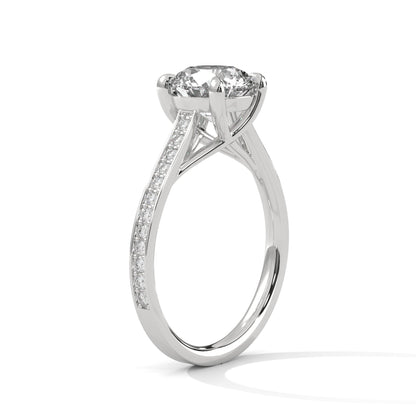 Solitaire Round-Cut Moissanite Engagement Ring with 2ct Center Stone and Pave Accents