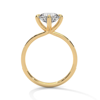 Solitaire Round-Cut Engagement Ring with Pave Band and 2ct Diamond