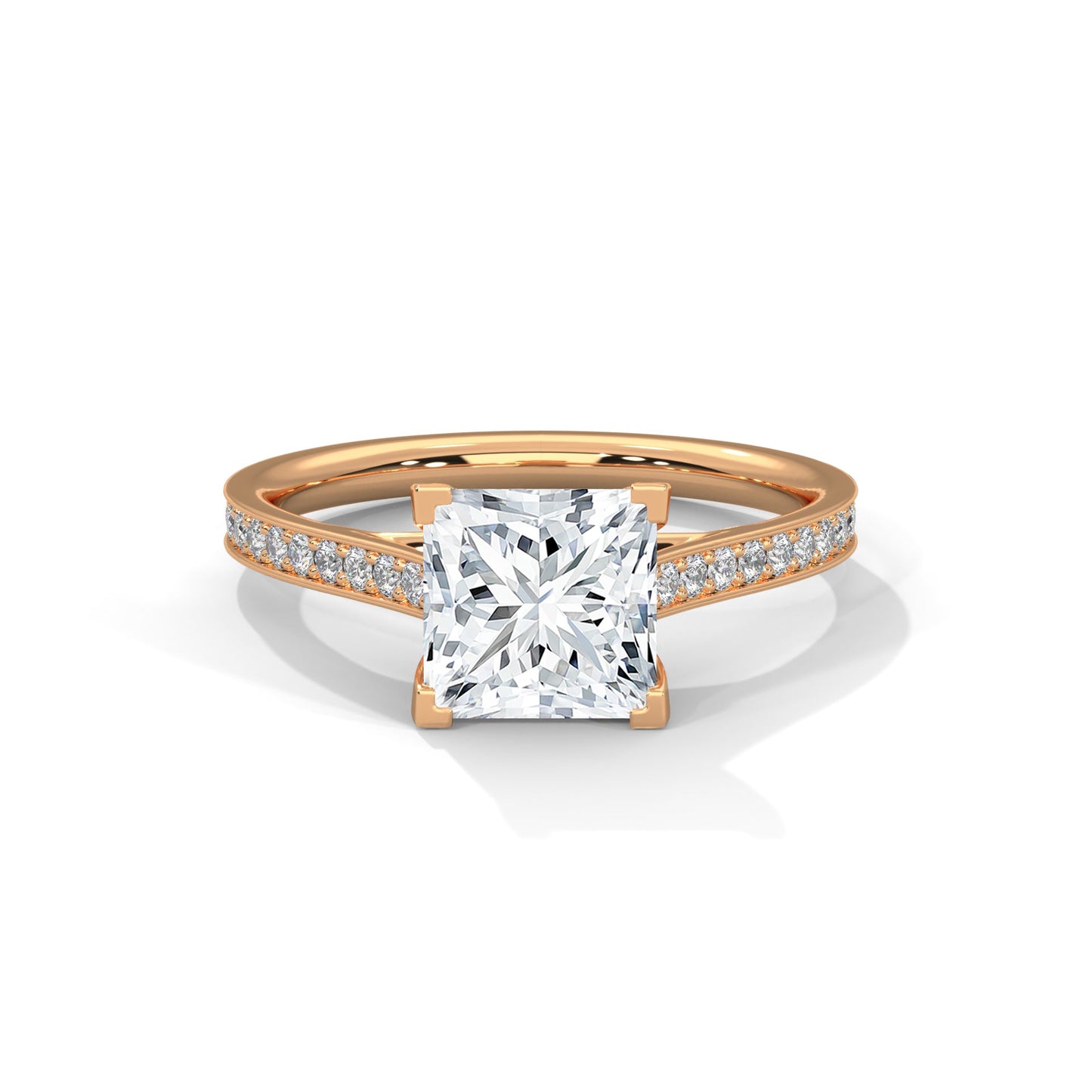 Pave 1 CT Lab Grown Diamond Princess-Cut Engagement Ring | 1.24 CTW