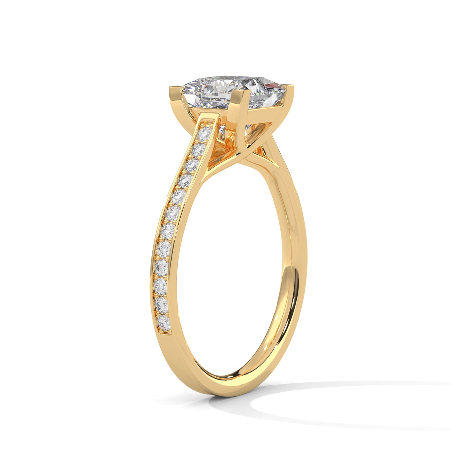Pave 1 CT Lab Grown Diamond Princess-Cut Engagement Ring | 1.24 CTW
