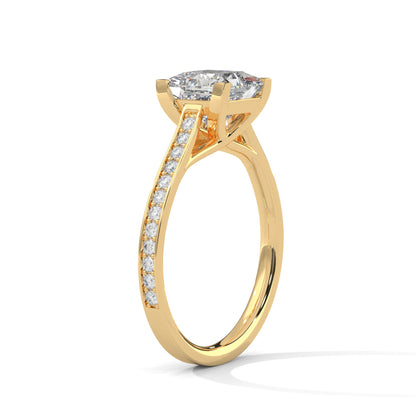 Princess-Cut Diamond Engagement Ring with Pave Band 2ct Lab-Grown Diamond(F VS)