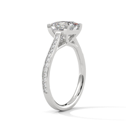 Pave 1 CT Lab Grown Diamond Princess-Cut Engagement Ring | 1.24 CTW