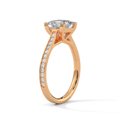 Princess-Cut Diamond Engagement Ring with Pave Band 2ct Lab-Grown Diamond(F VS)