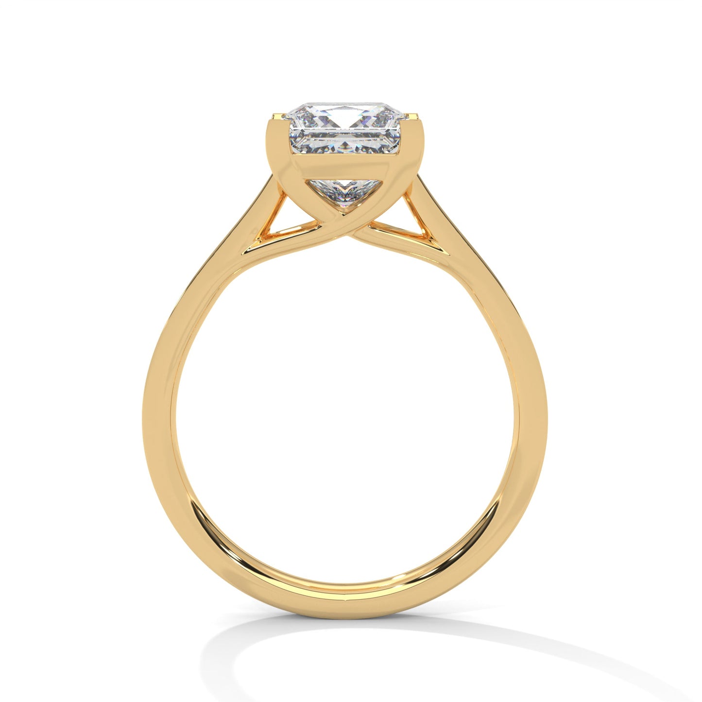 Princess-Cut Diamond Engagement Ring with Pave Band 2ct Lab-Grown Diamond(F VS)