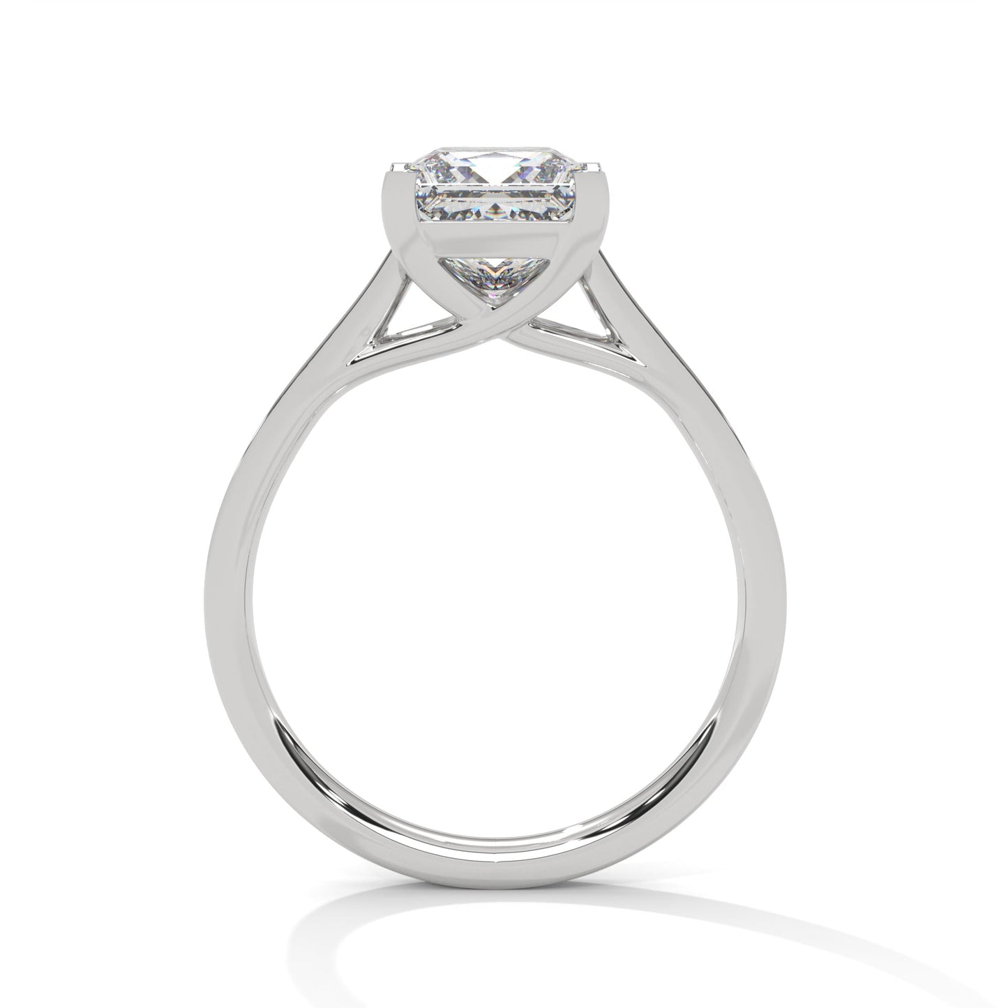 Princess-Cut Diamond Engagement Ring with Pave Band 2ct Lab-Grown Diamond(F VS)