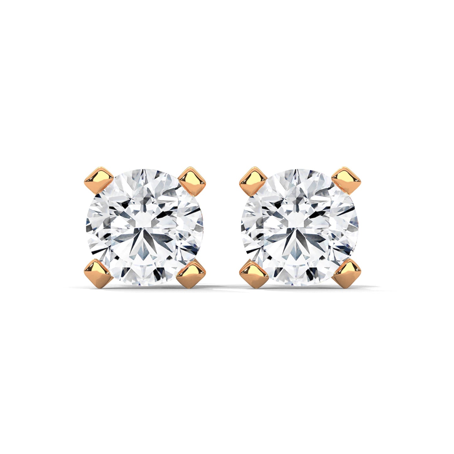 Exquisite Round-Cut Diamond Stud Earrings in 14K Gold | 2-6 CTW