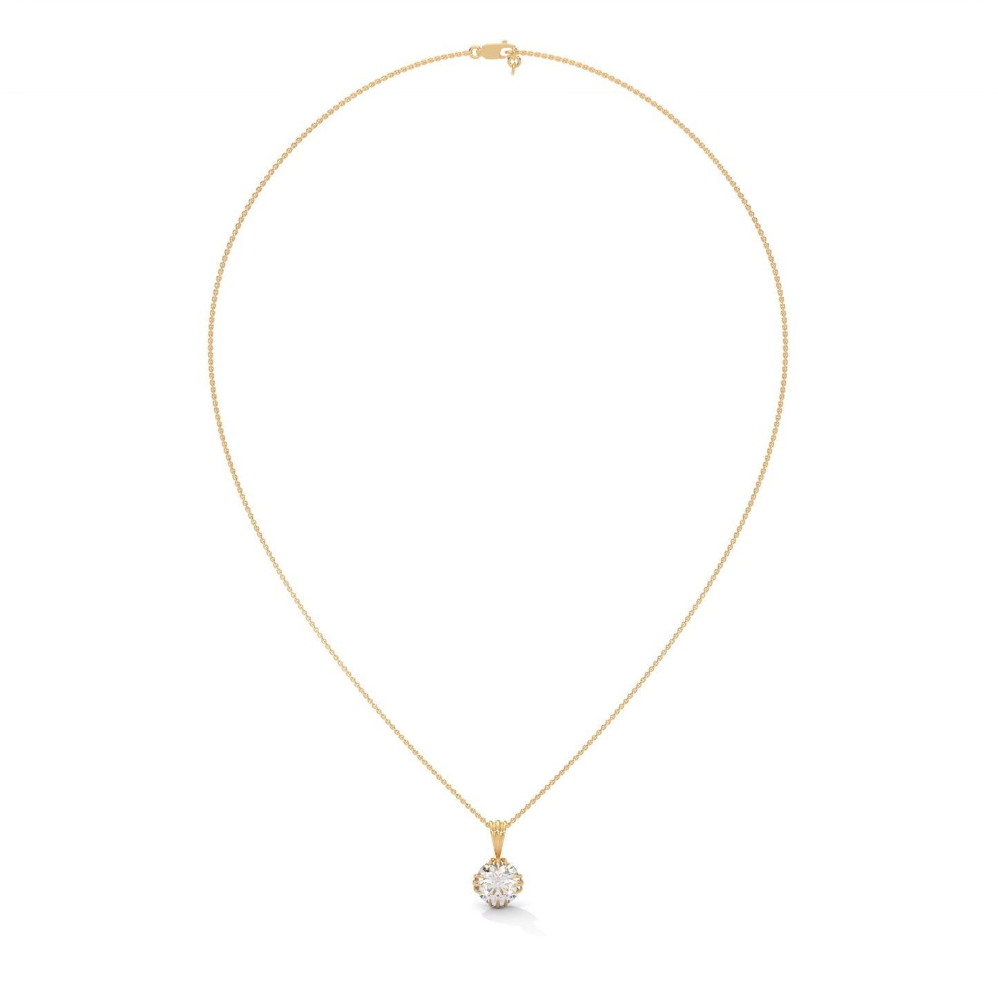 Round-Cut Diamond Pendant Necklace 2ctw E-VS1 | 14K Gold | 16-18 inch Chain
