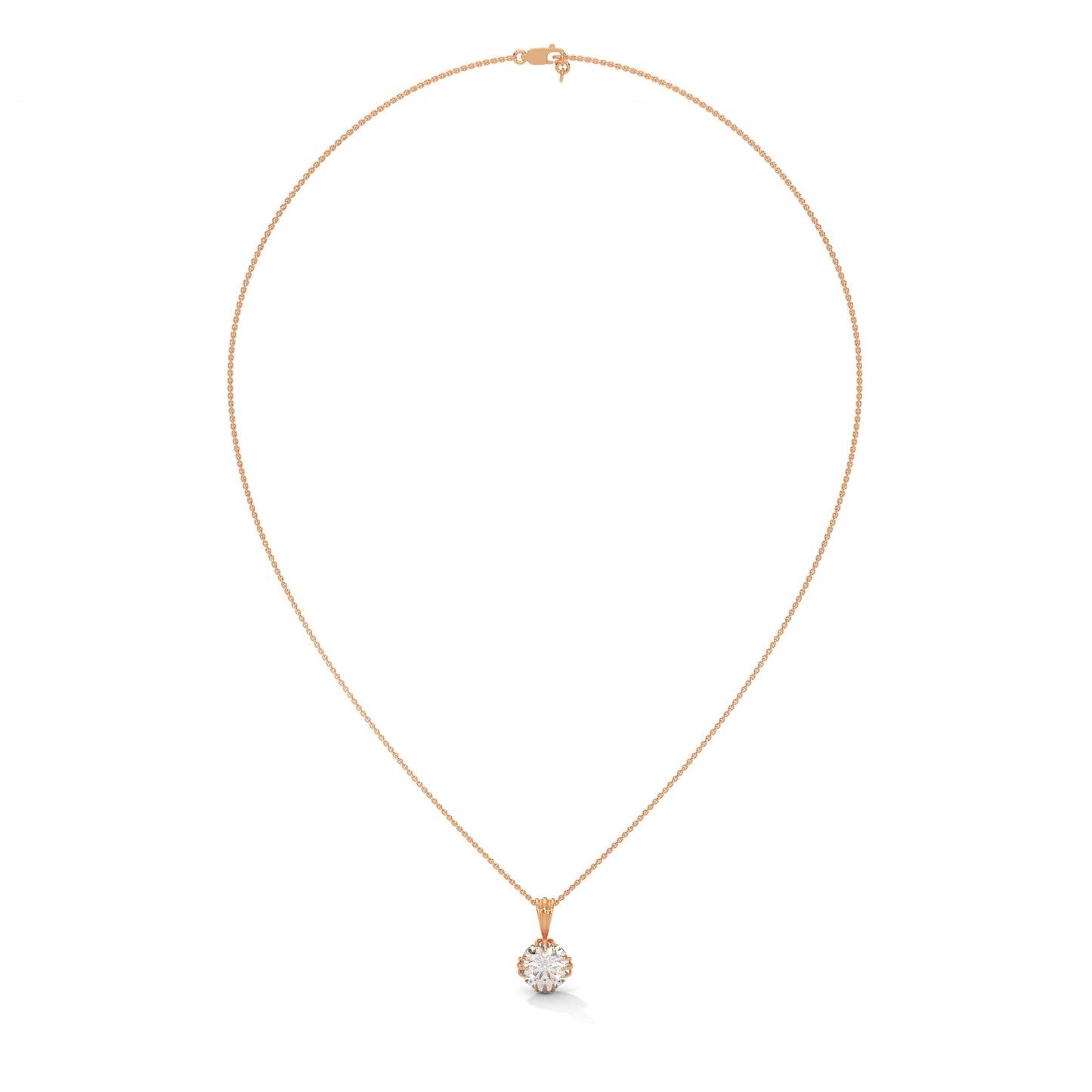 Round-Cut Diamond Pendant Necklace 2ctw E-VS1 | 14K Gold | 16-18 inch Chain
