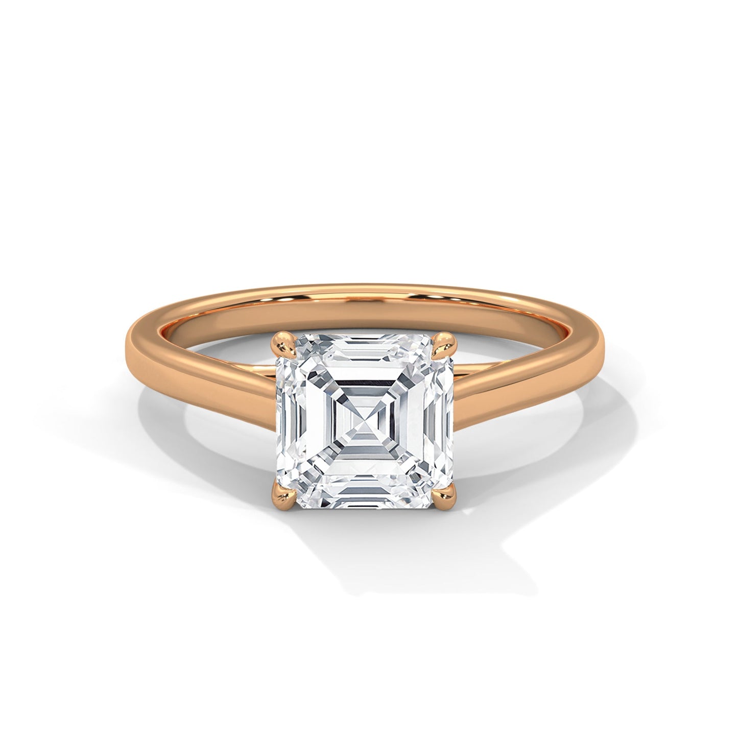 Classic Solitaire Asscher-Cut Engagement Ring with 2ct Diamond (F VS)