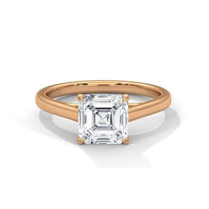 Classic Solitaire Asscher-Cut Engagement Ring with 2ct Diamond (F VS)