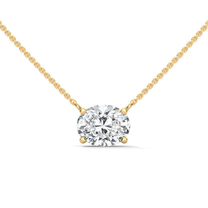 Oval-Cut Diamond Pendant Necklace 2.00ct E-VS1 | 14K Gold | 16”&18” Chain