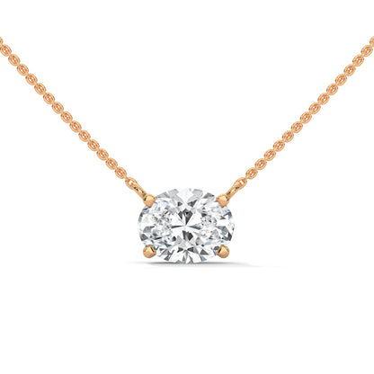 Oval-Cut Diamond Pendant Necklace 2.00ct E-VS1 | 14K Gold | 16”&18” Chain