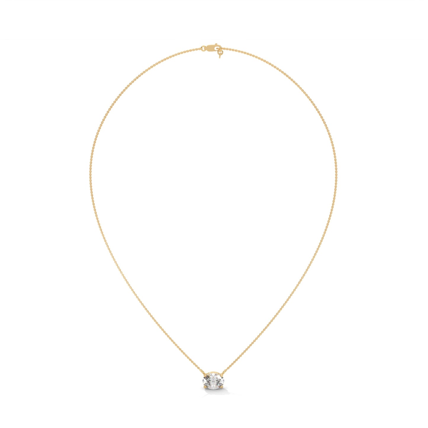 Oval-Cut Diamond Pendant Necklace 2.00ct E-VS1 | 14K Gold | 16”&18” Chain