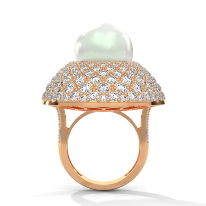 Celestia 5.88 CTW Lab-Grown Diamond & Pearl Halo Ring | 14K & 18K Gold